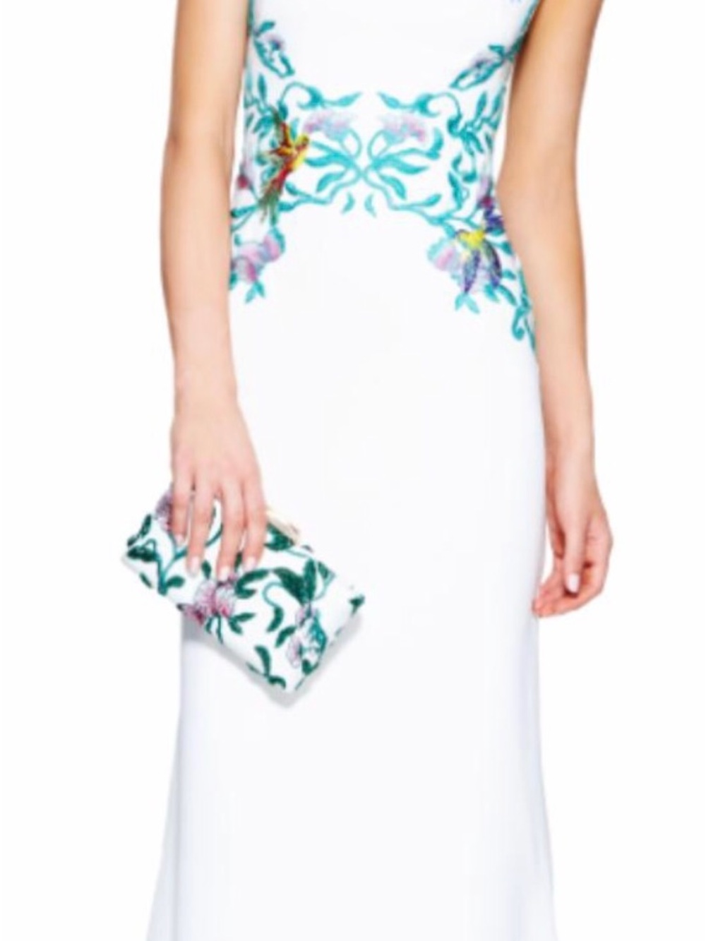 Tadashi Shoji White Floral Embroidered Dress